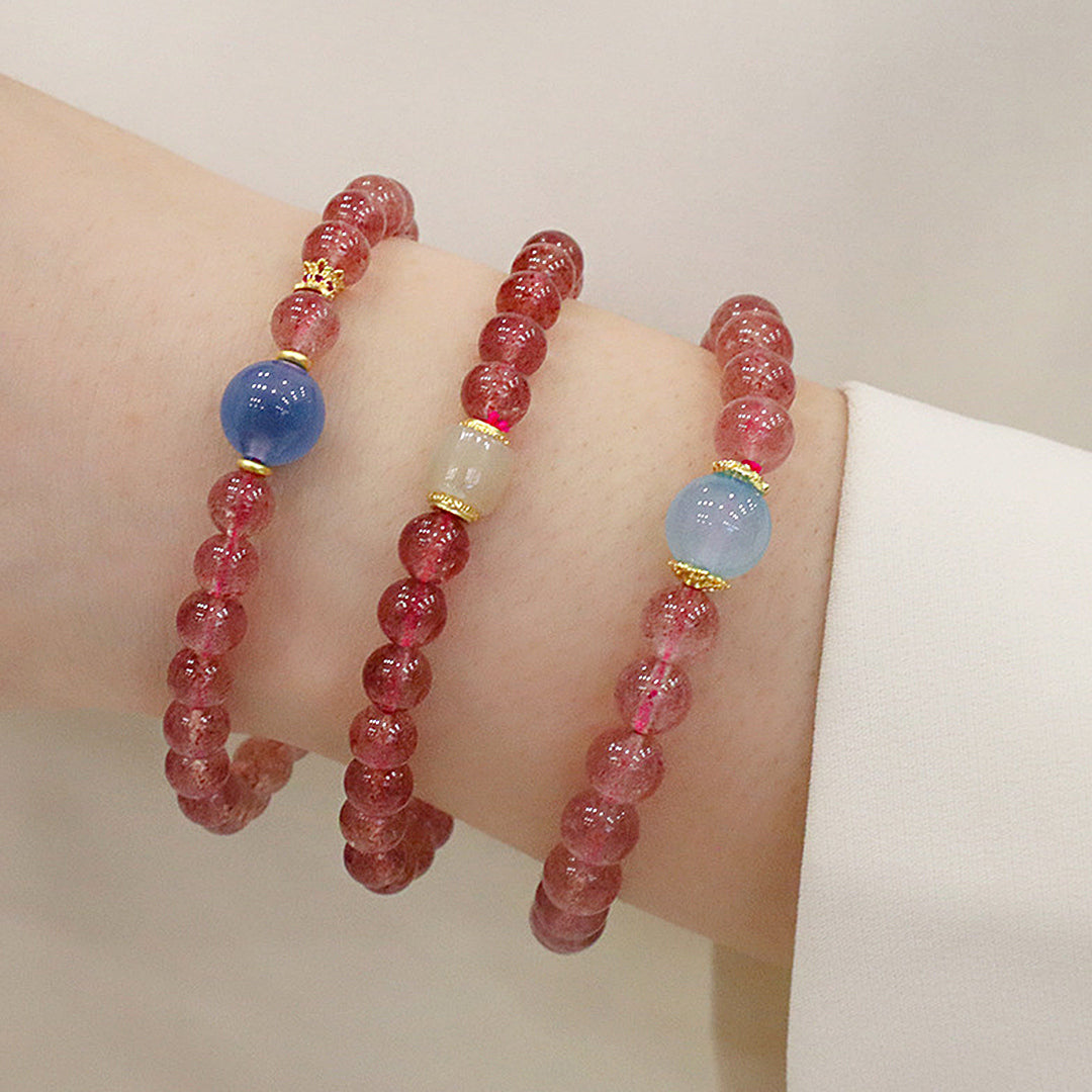 Natural strawberry crystal bracelet