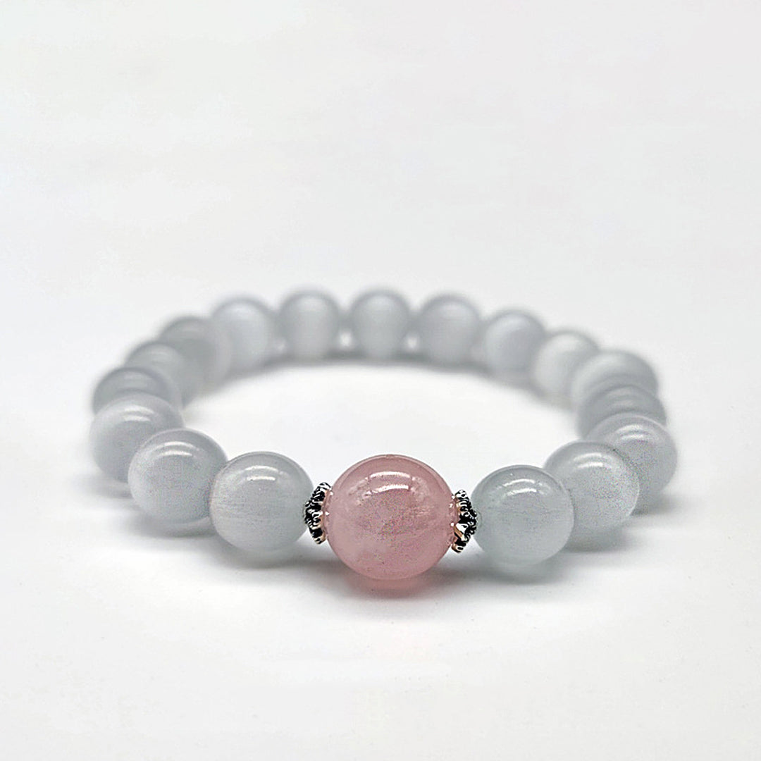Natural pink crystal bracelet