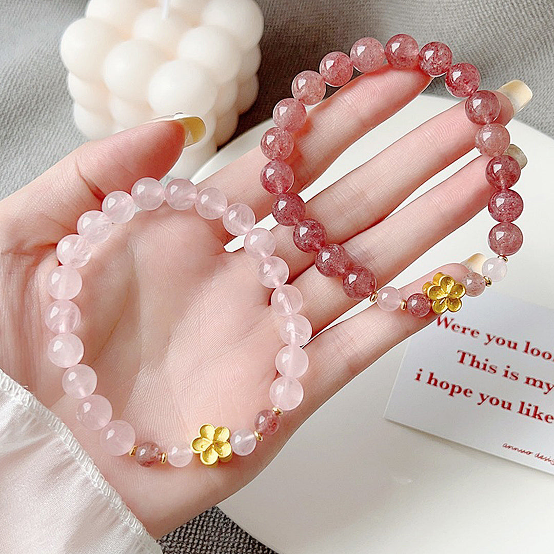 Pink crystal strawberry crystal bracelet