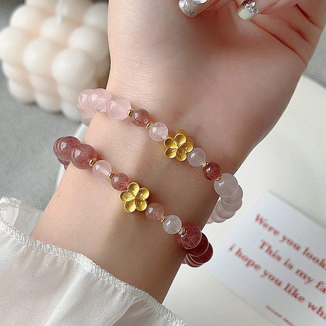 Pink crystal strawberry crystal bracelet