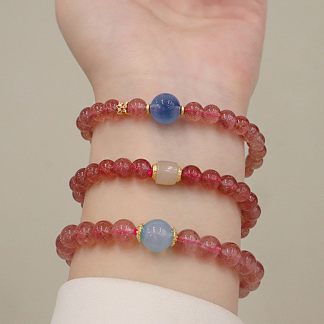 Natural strawberry crystal bracelet