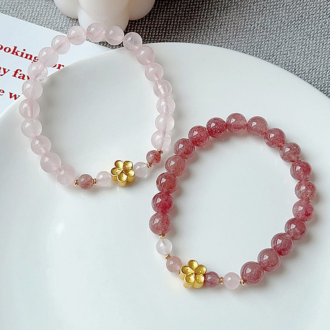 Pink crystal strawberry crystal bracelet
