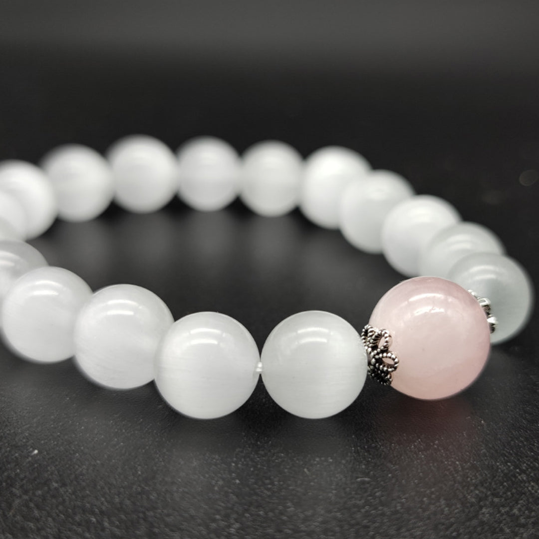 Natural pink crystal bracelet