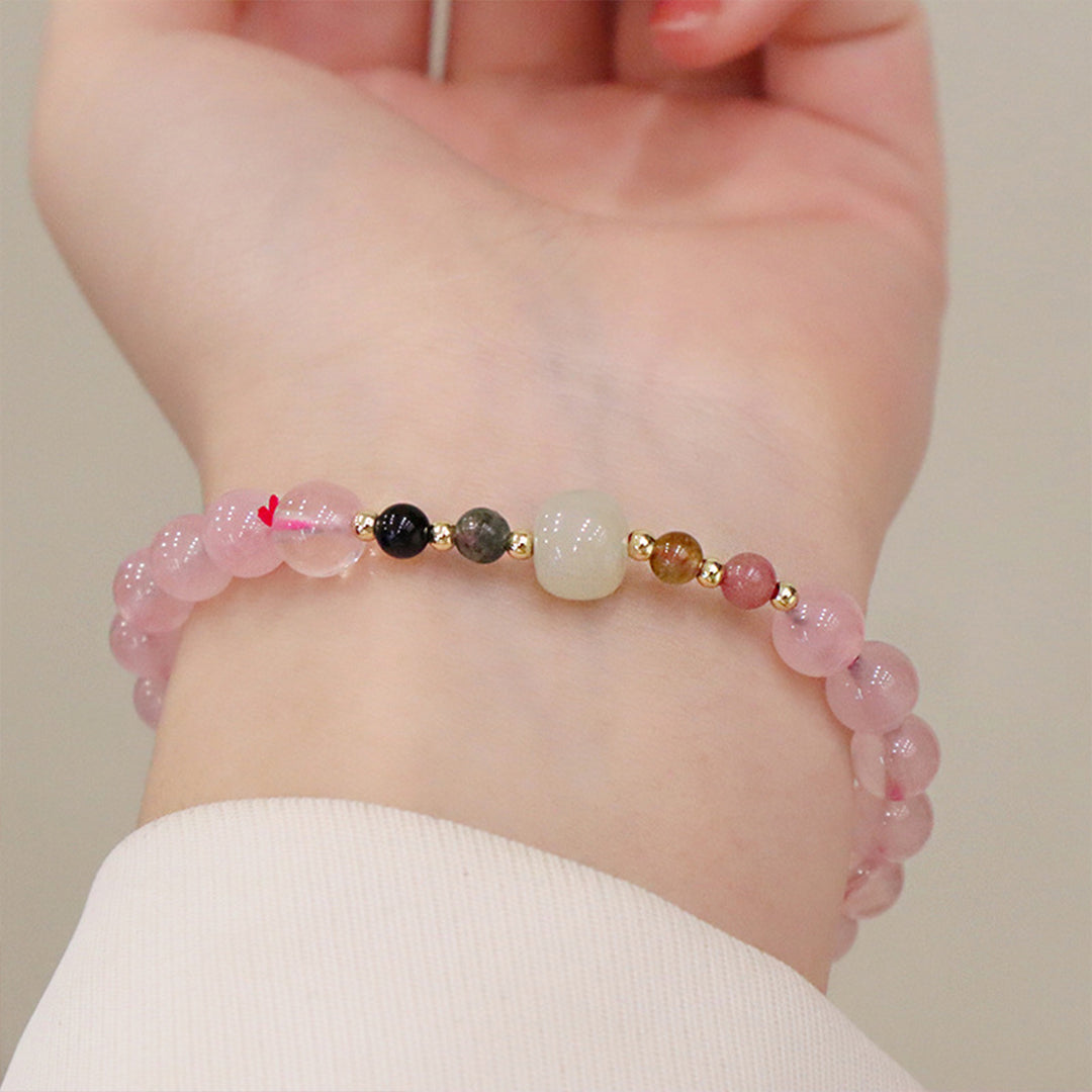 Natural pink crystal bracelet