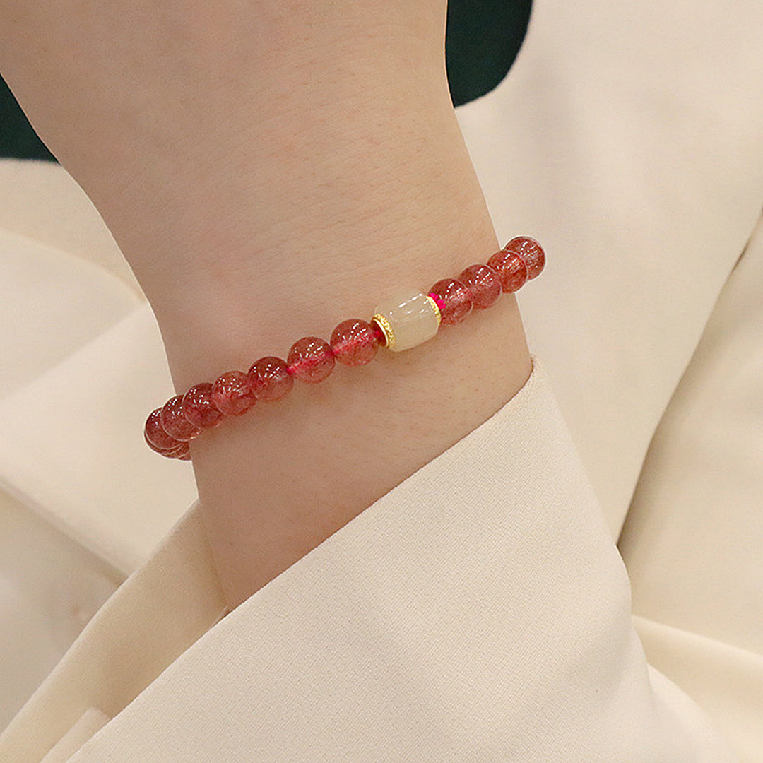 Natural strawberry crystal bracelet