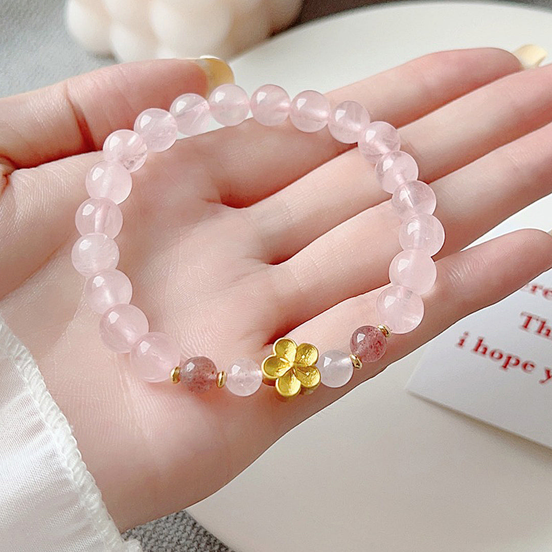 Pink crystal strawberry crystal bracelet