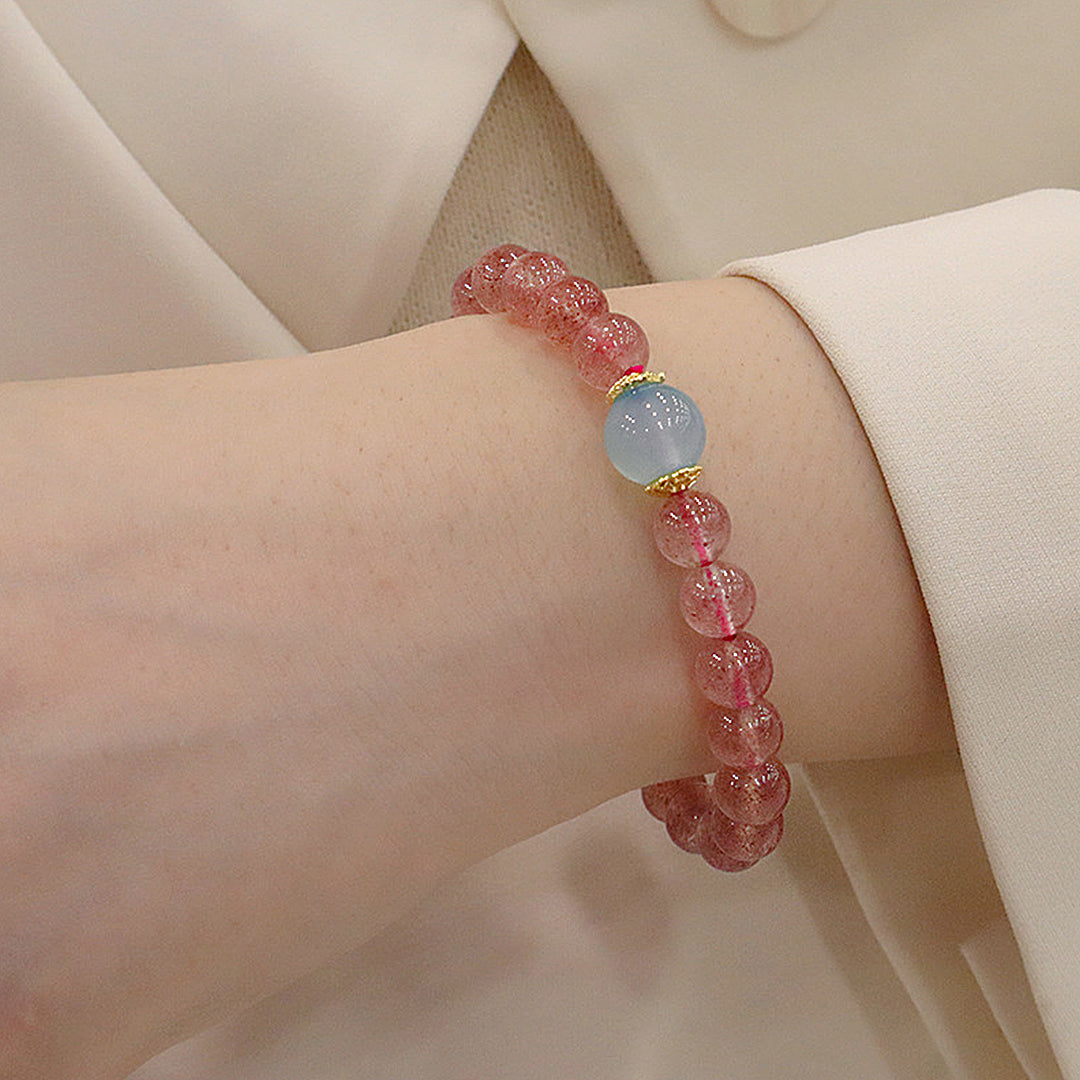 Natural strawberry crystal bracelet