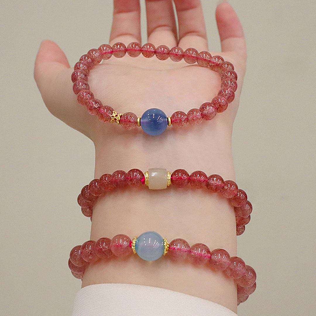 Natural strawberry crystal bracelet