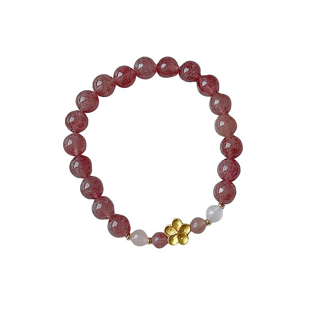 Pink crystal strawberry crystal bracelet