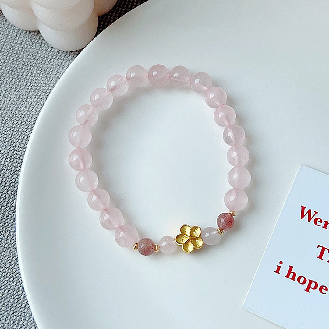 Pink crystal strawberry crystal bracelet