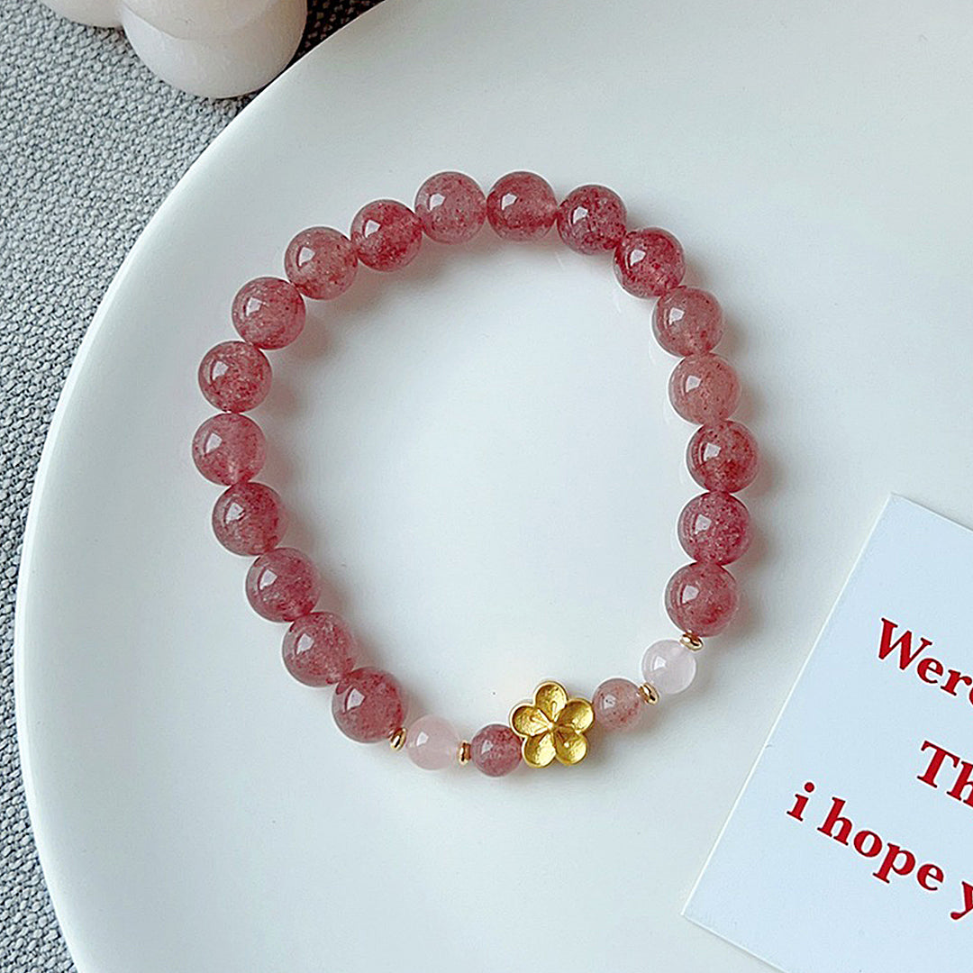 Pink crystal strawberry crystal bracelet