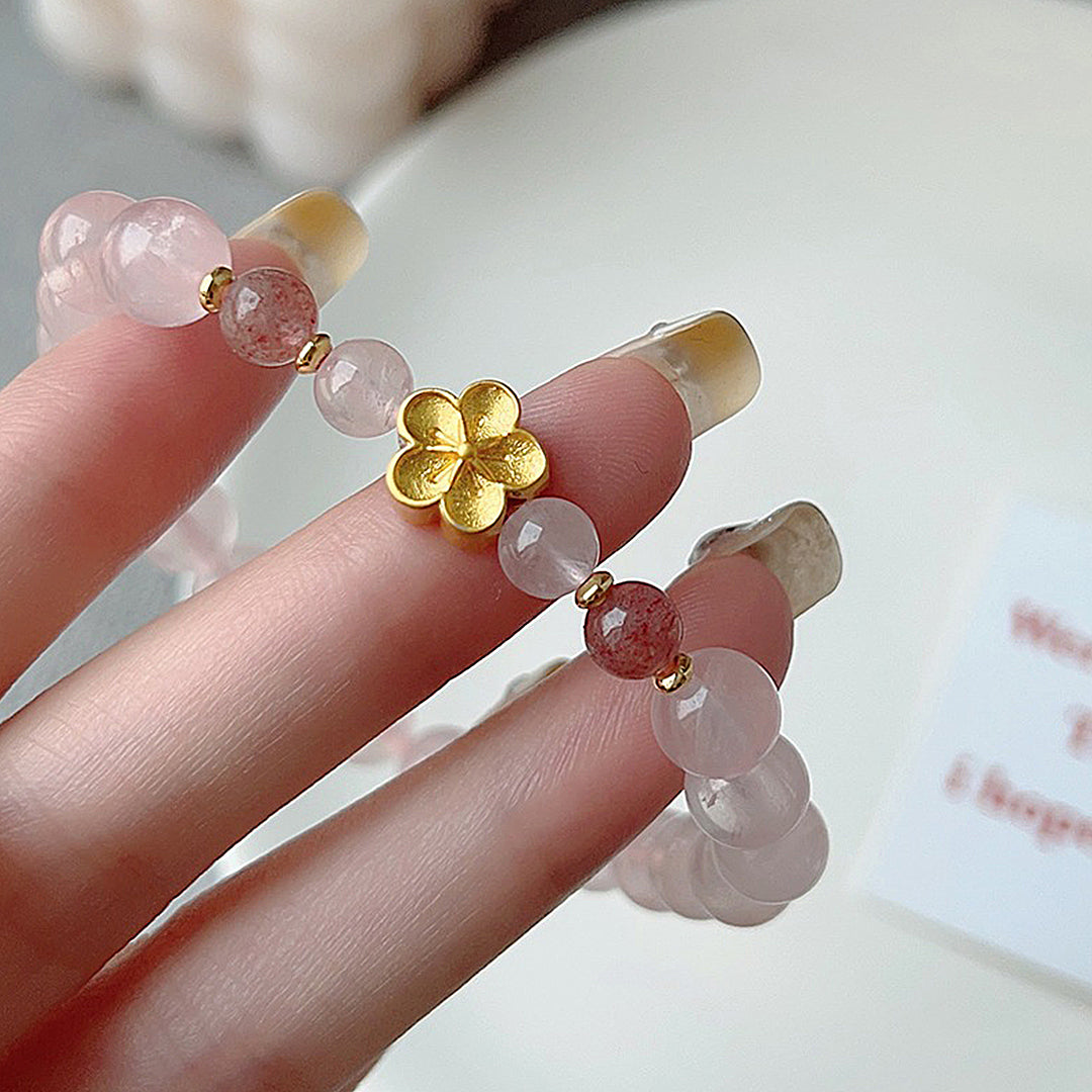 Pink crystal strawberry crystal bracelet