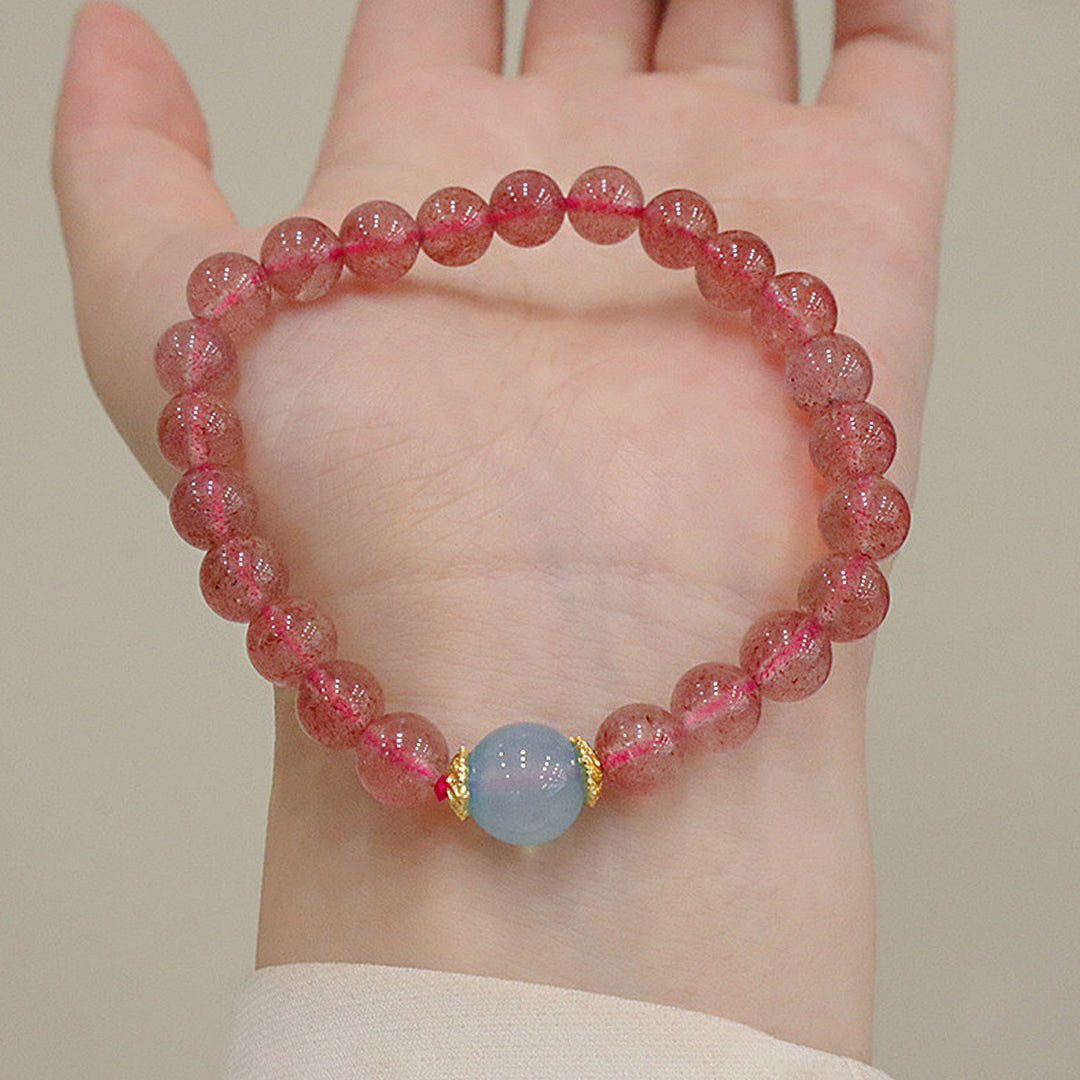 Natural strawberry crystal bracelet