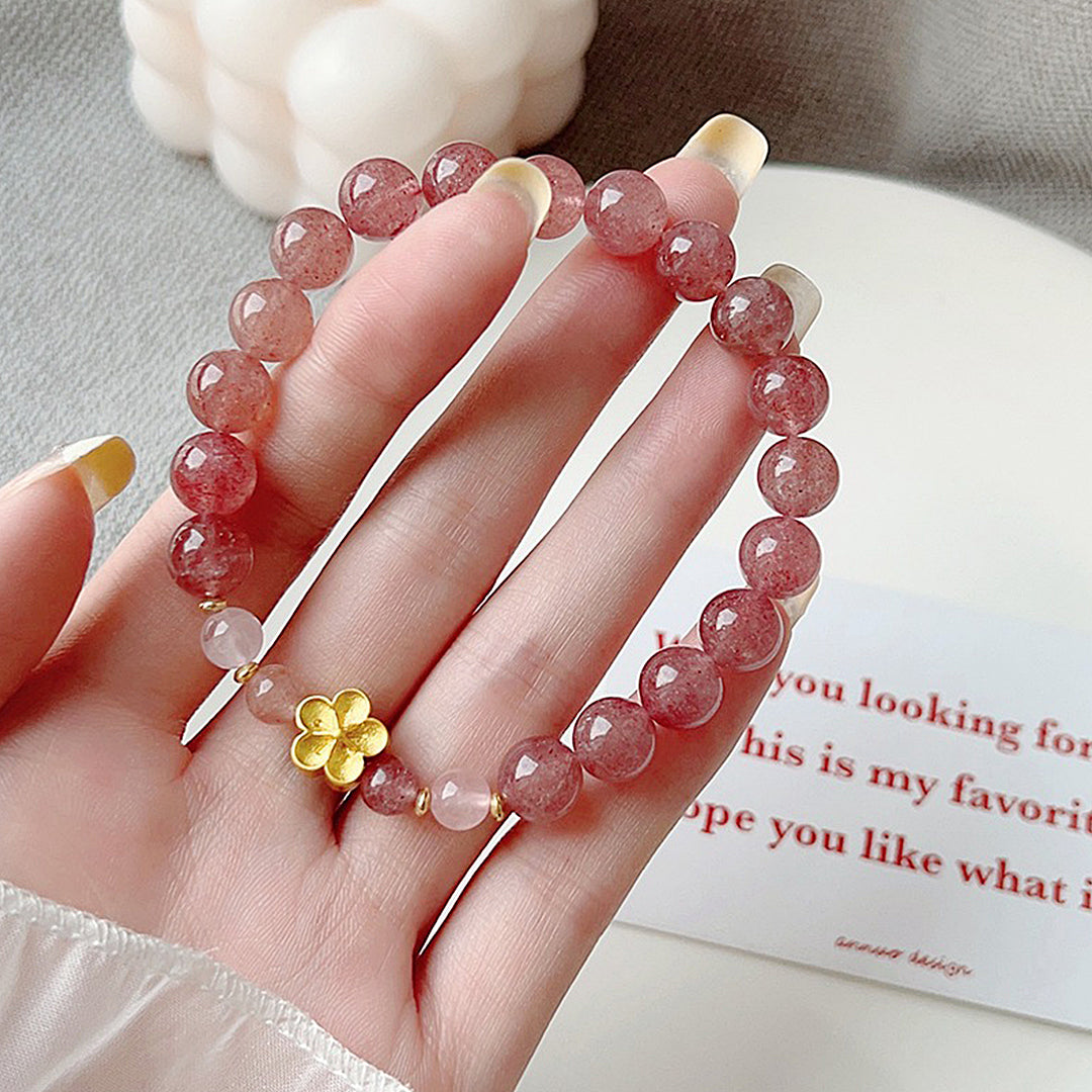 Pink crystal strawberry crystal bracelet