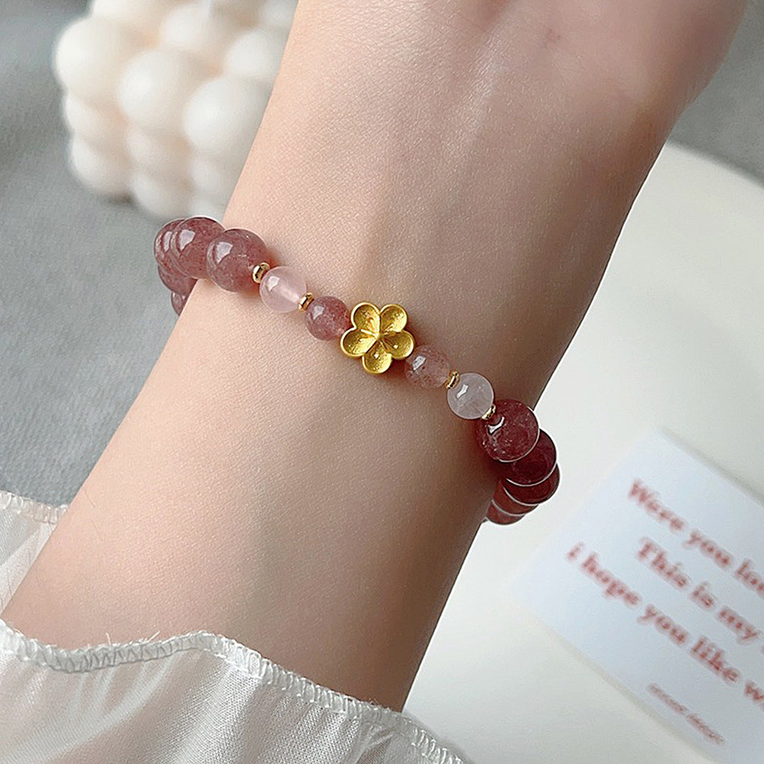 Pink crystal strawberry crystal bracelet