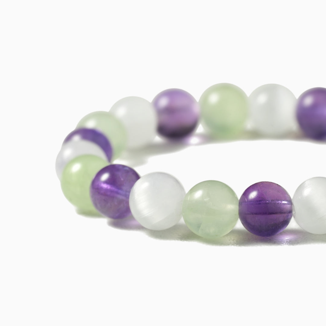 Amethyst Crystal and White Gypsum Natural Stone Bracelet