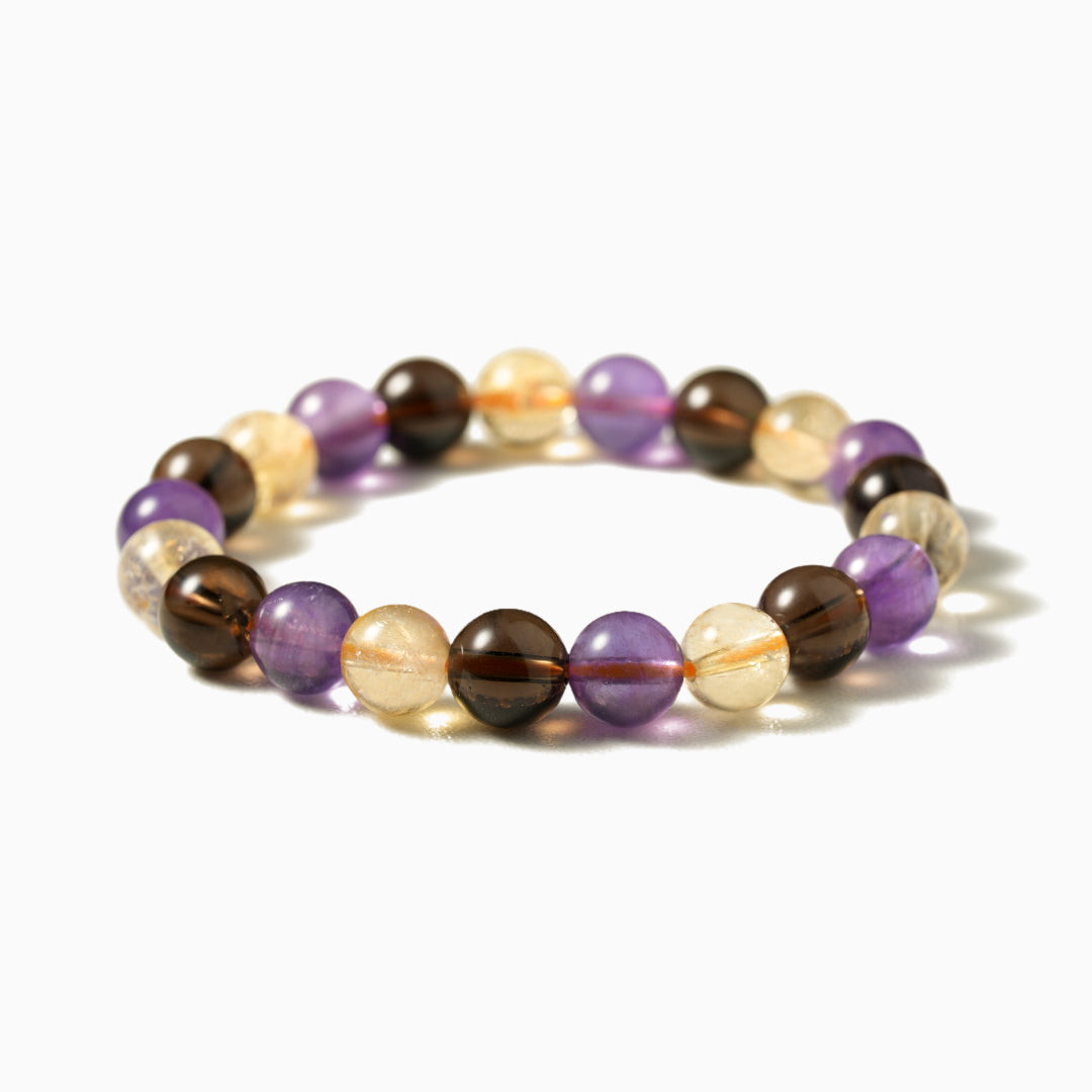 Citrine, Amethyst, and Smoky Quartz Energy Bracelet