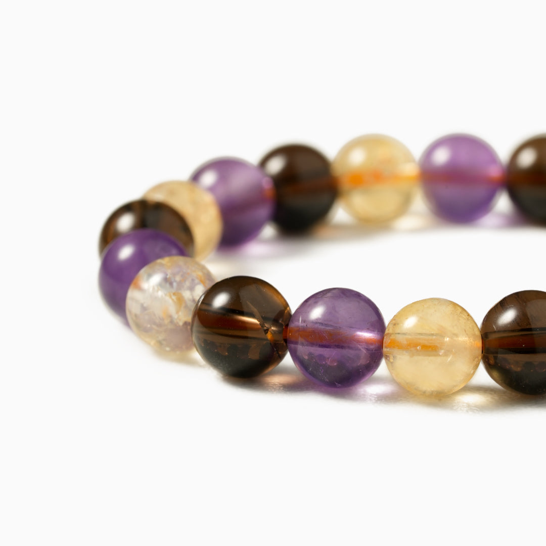 Citrine, Amethyst, and Smoky Quartz Energy Bracelet