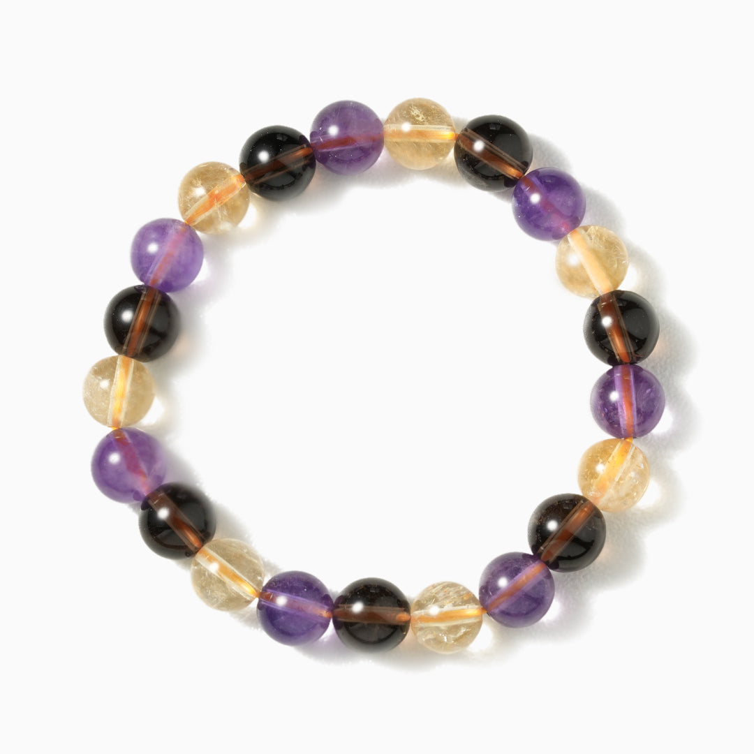 Citrine, Amethyst, and Smoky Quartz Energy Bracelet