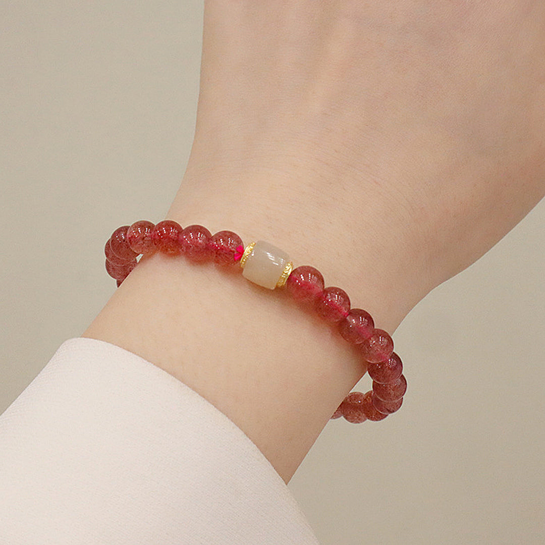 Natural strawberry crystal bracelet