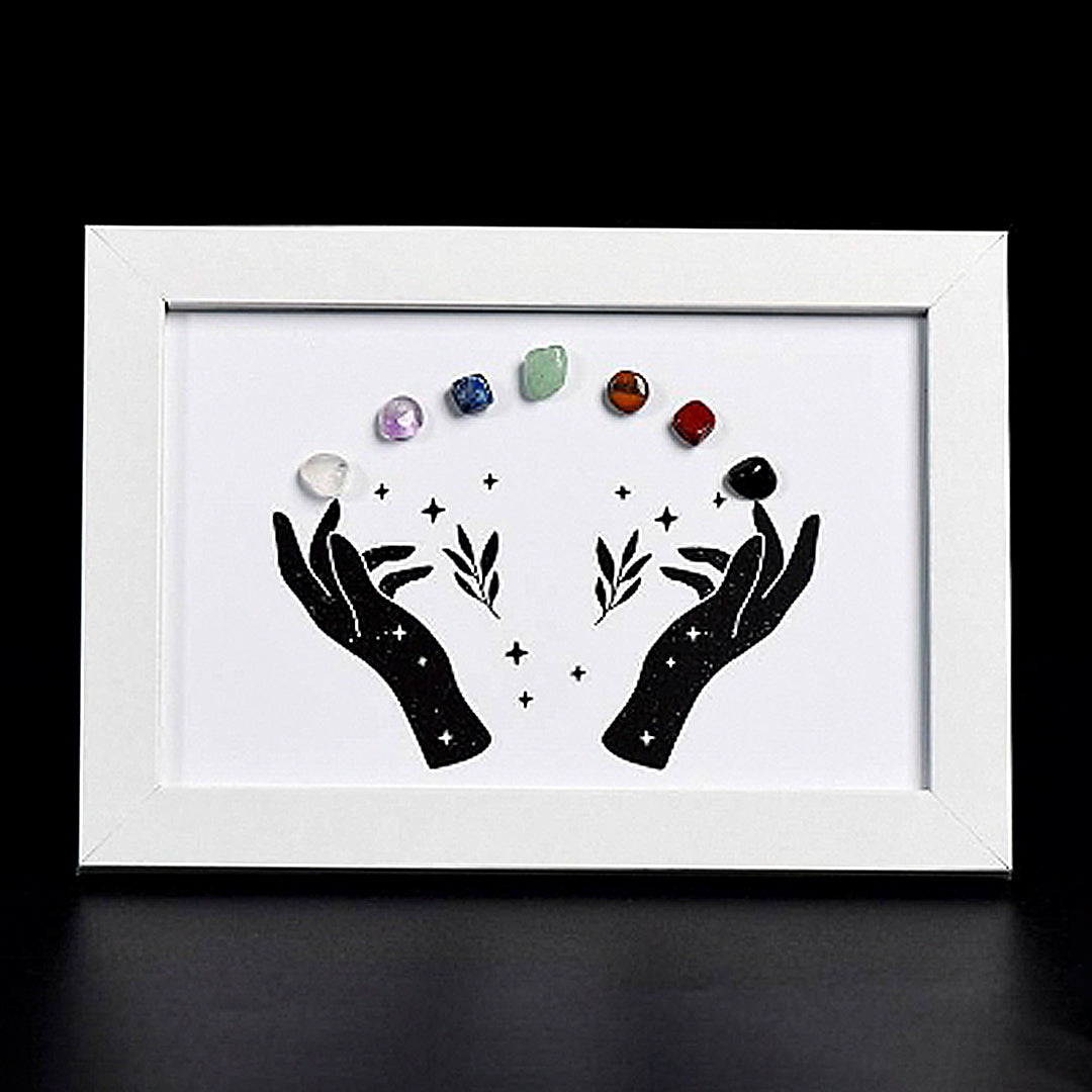 Crystal Stone Photo Frame Of Seven Chakras On Both Hands