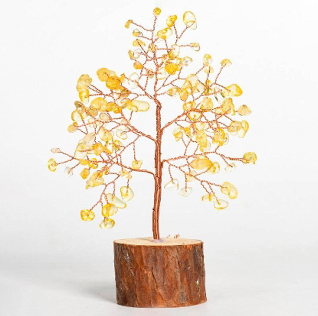 Solid wood base crystal tree ornaments