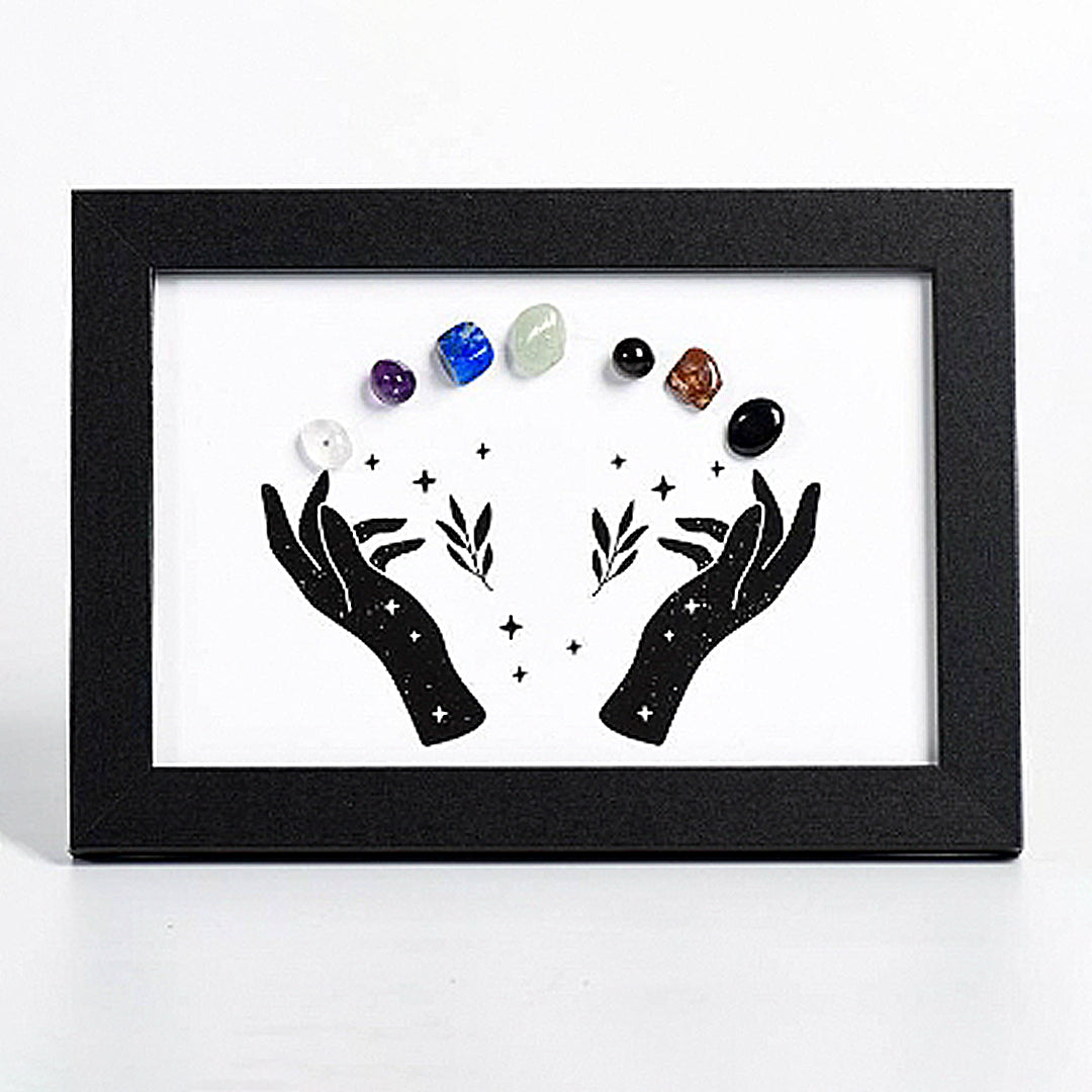 Crystal Stone Photo Frame Of Seven Chakras On Both Hands