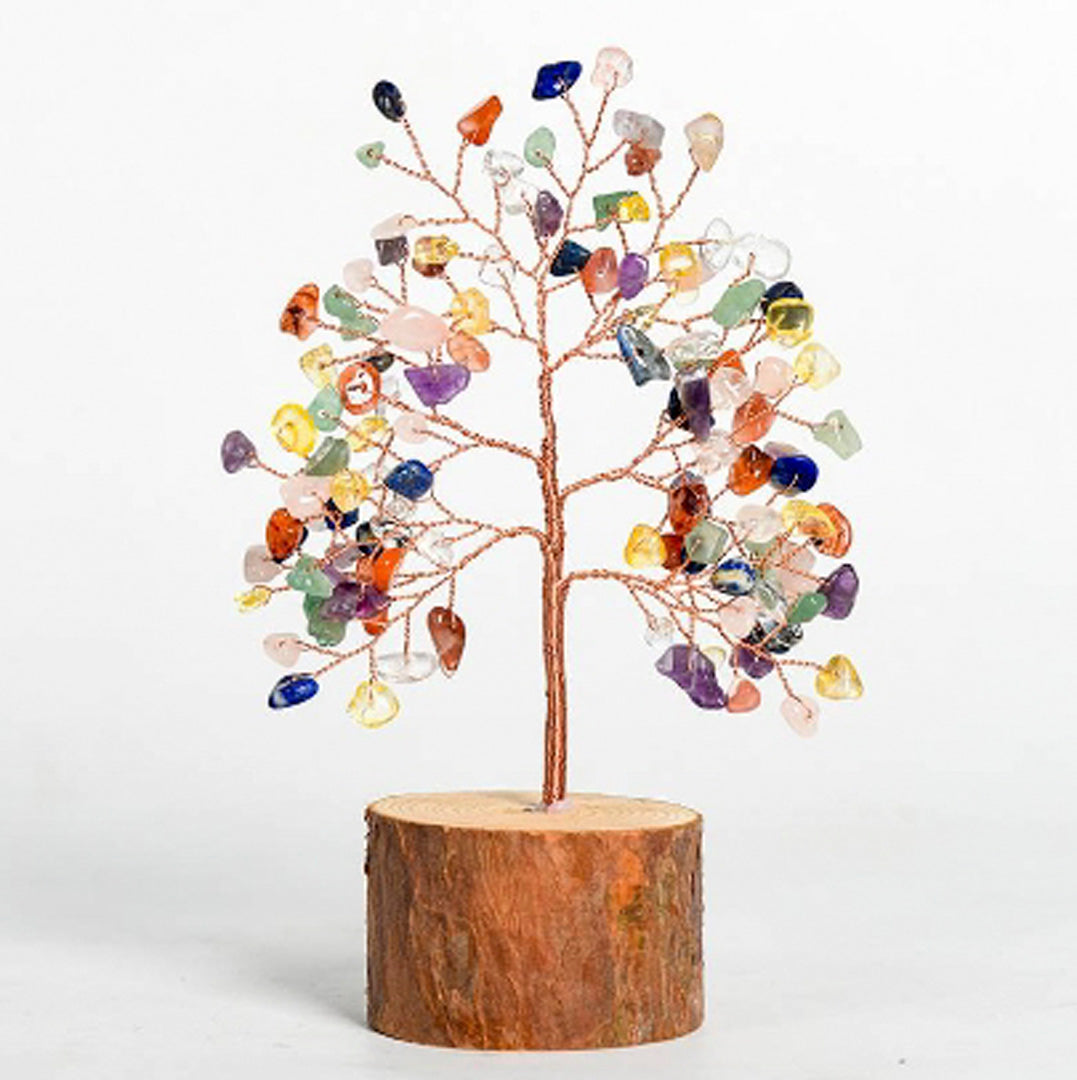 Solid wood base crystal tree ornaments