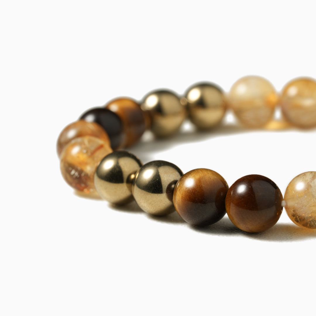 Elegant Citrine and Tiger's Eye Mineral Bead Bracelet