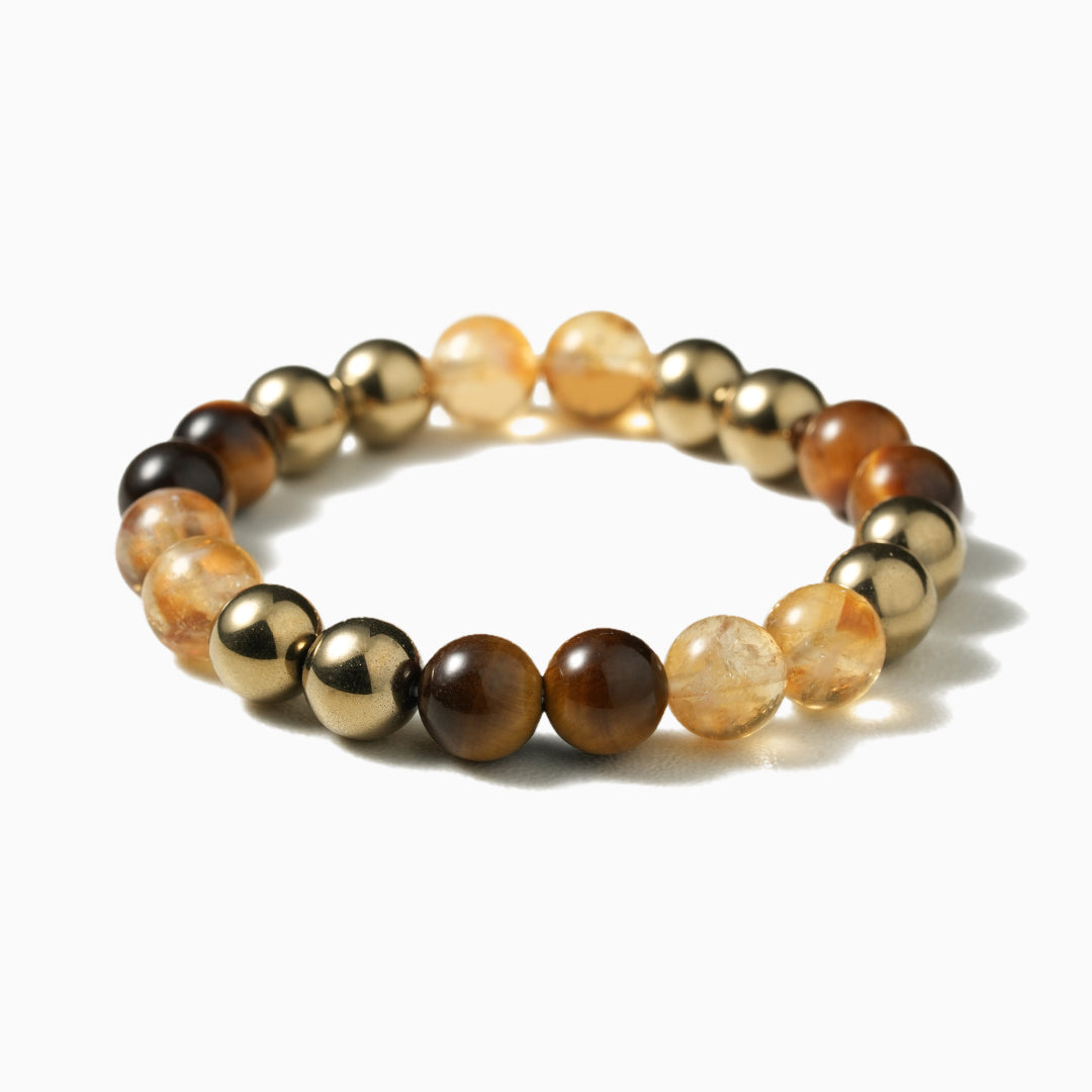 Elegant Citrine and Tiger's Eye Mineral Bead Bracelet