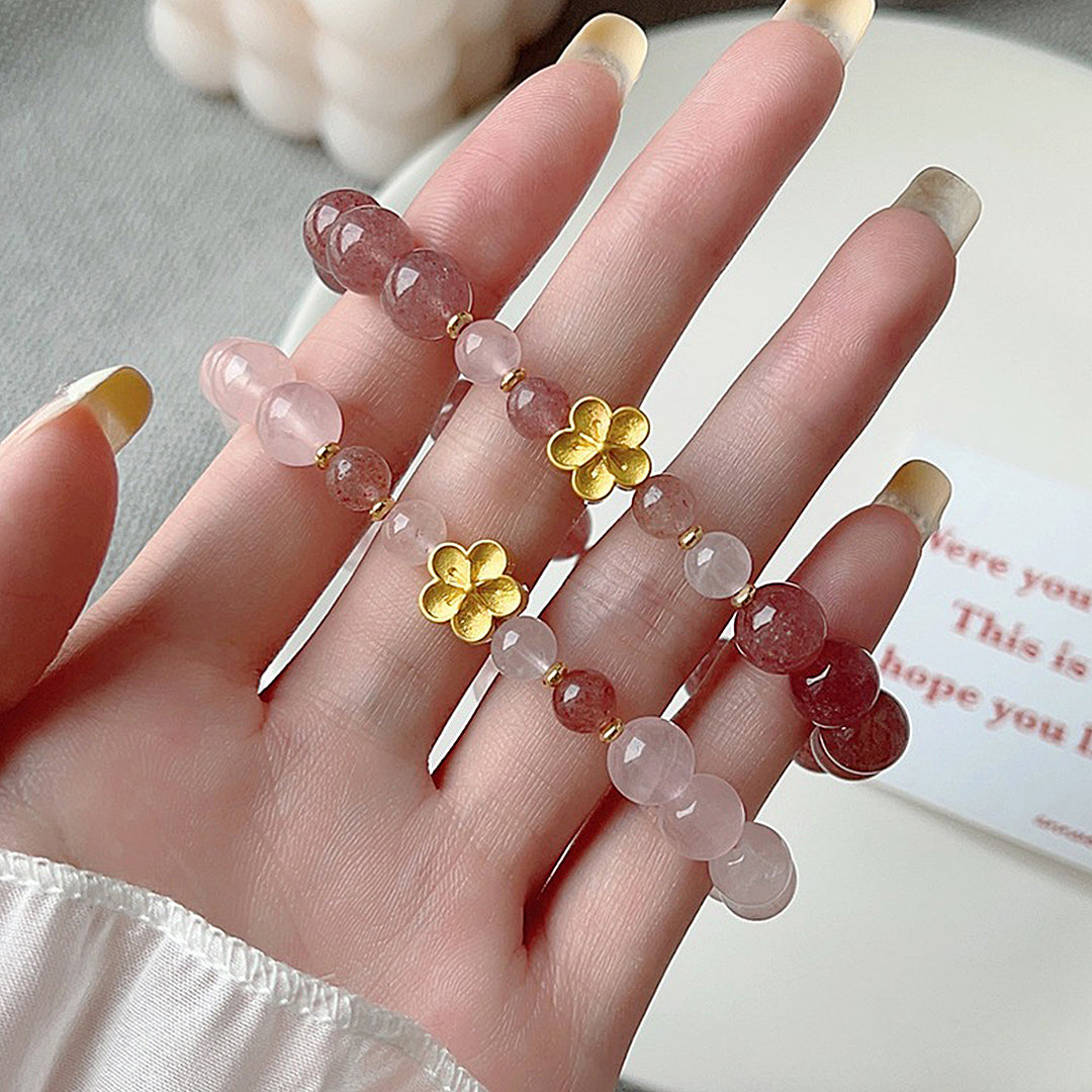 Pink crystal strawberry crystal bracelet