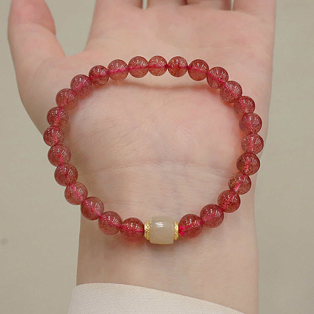 Natural strawberry crystal bracelet