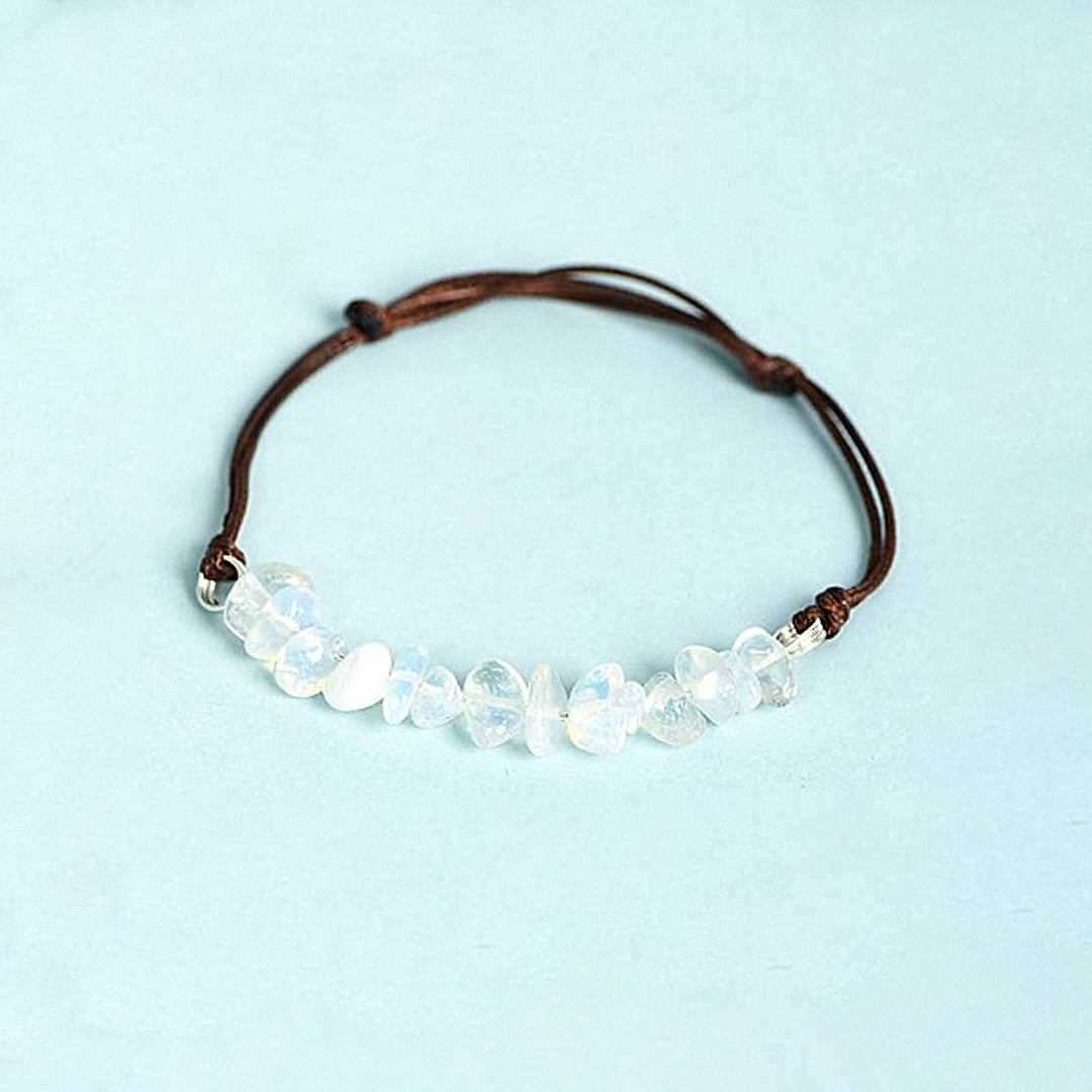 Crushed Stone Leather Rope Bracelet