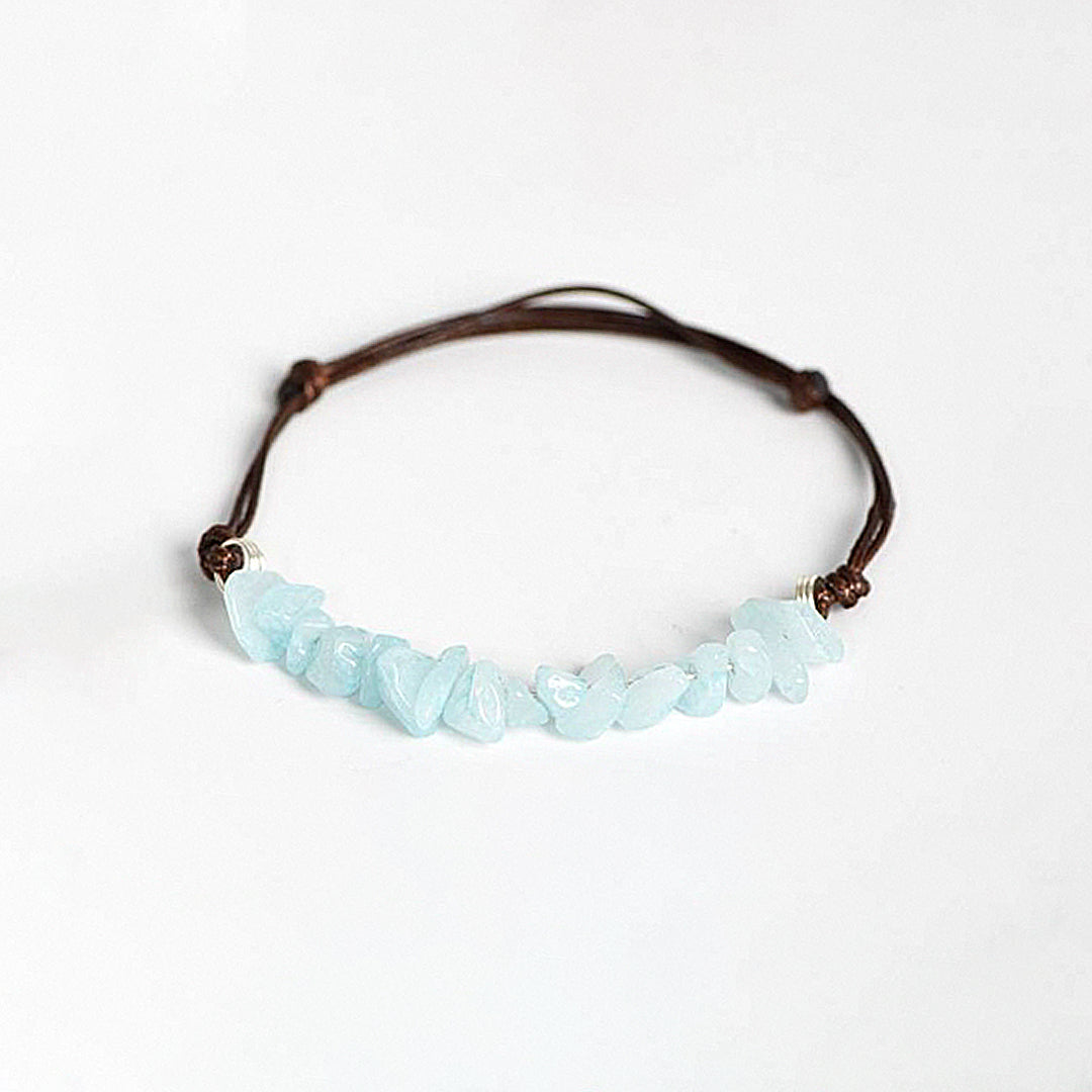 Crushed Stone Leather Rope Bracelet