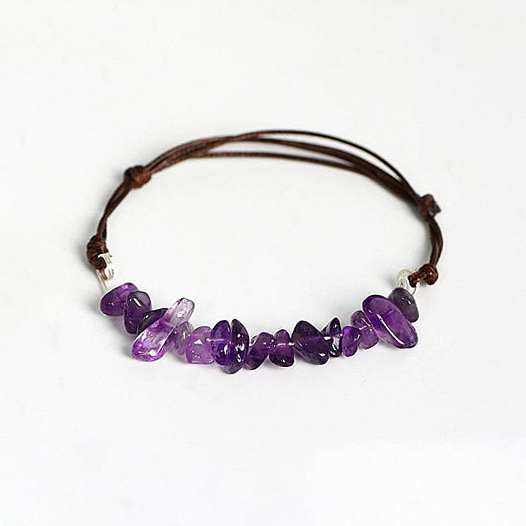 Crushed Stone Leather Rope Bracelet
