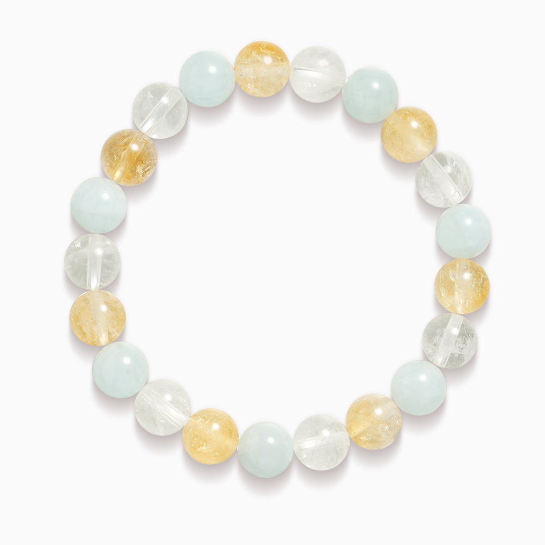 Elegant Citrine, White Phantom, and Aquamarine Serenity Bracelet