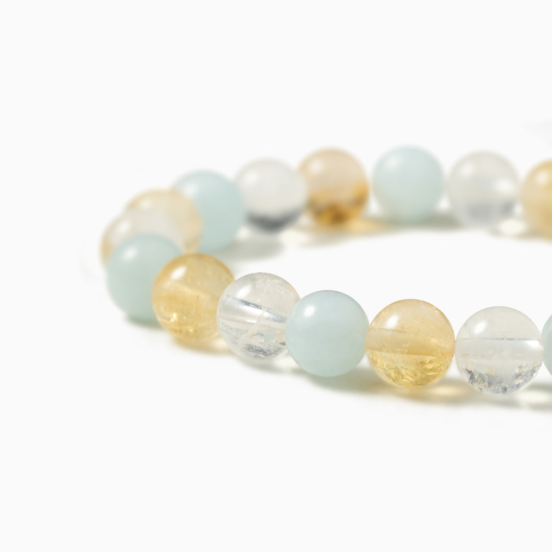 Elegant Citrine, White Phantom, and Aquamarine Serenity Bracelet