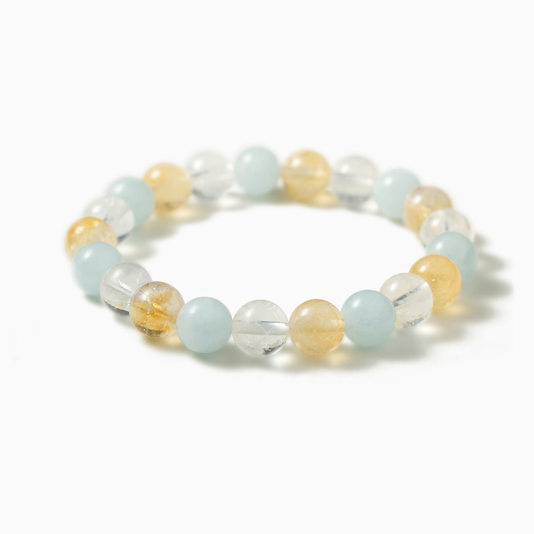 Elegant Citrine, White Phantom, and Aquamarine Serenity Bracelet