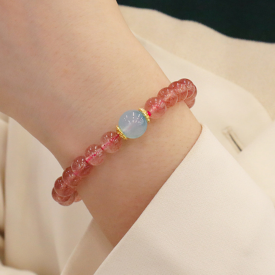 Natural strawberry crystal bracelet