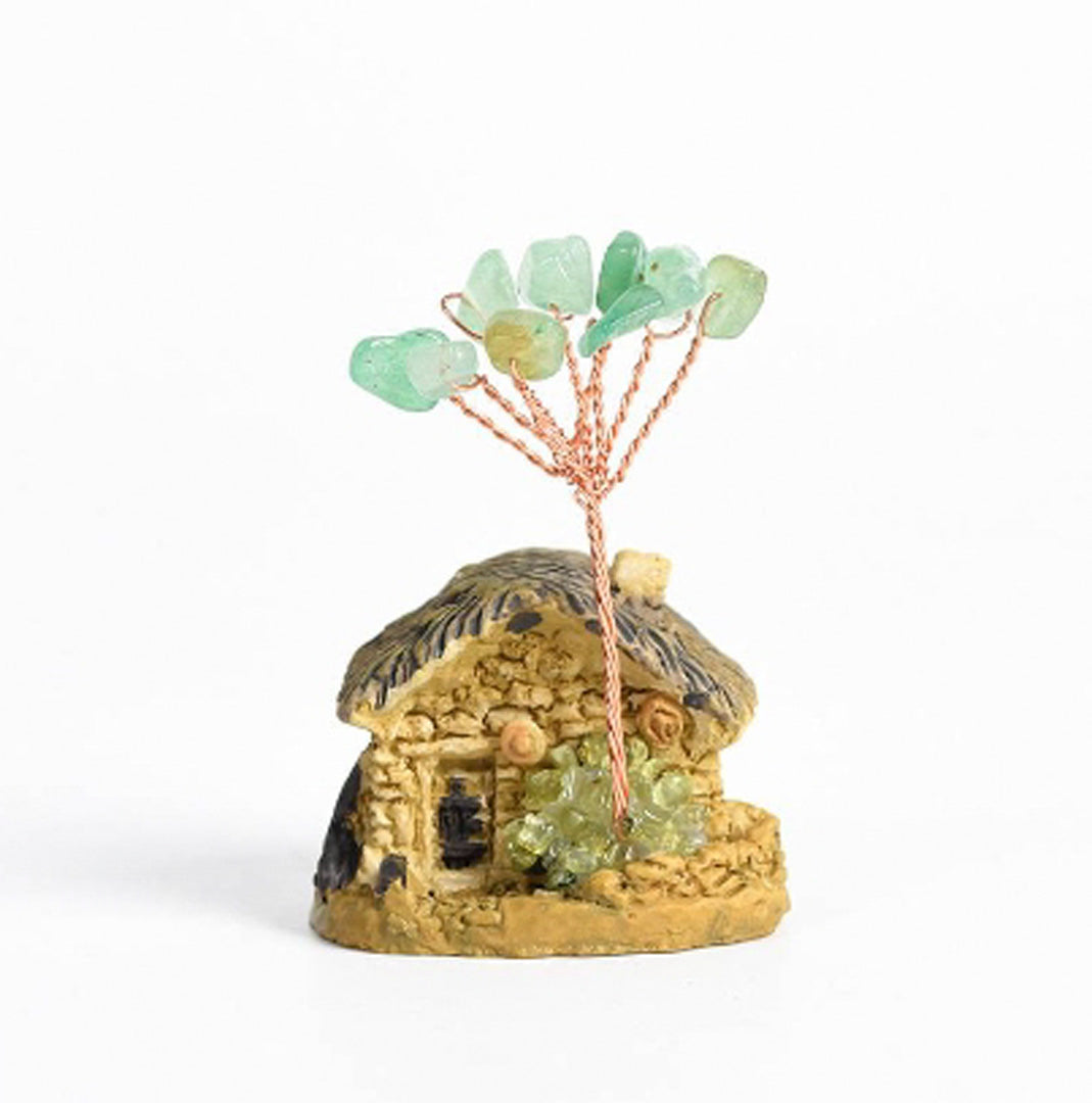 Cottage-shaped crystal tree ornaments