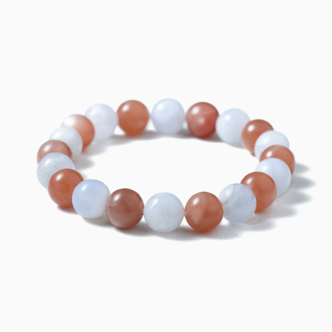 Sunstone and Rose Quartz Crystal Beaded Bracelet