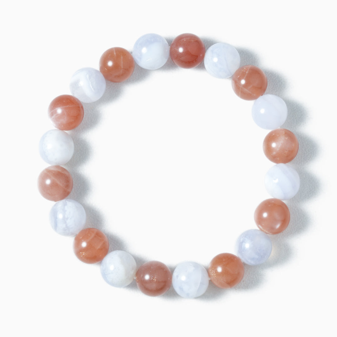 Sunstone and Rose Quartz Crystal Beaded Bracelet
