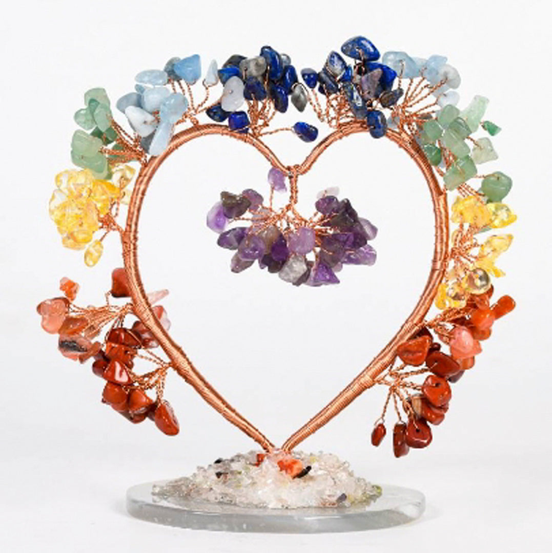Love agate base crystal tree ornament