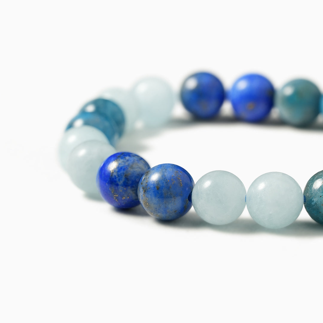 Phosphosiderite, Lapis Lazuli, and Aquamarine Gemstone Bracelet