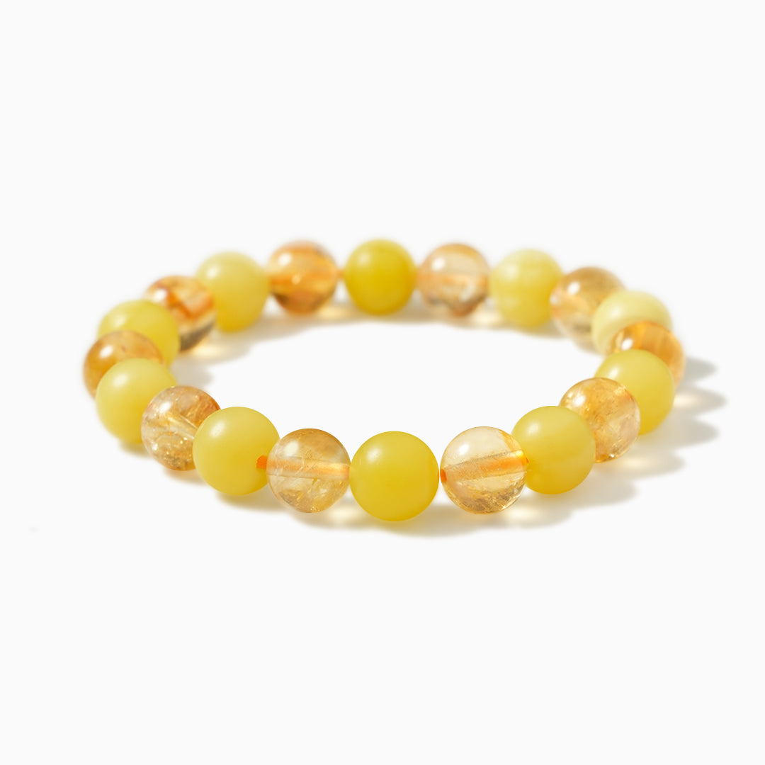 Sparkling Citrine and Lemon Quartz Crystal Bracelet
