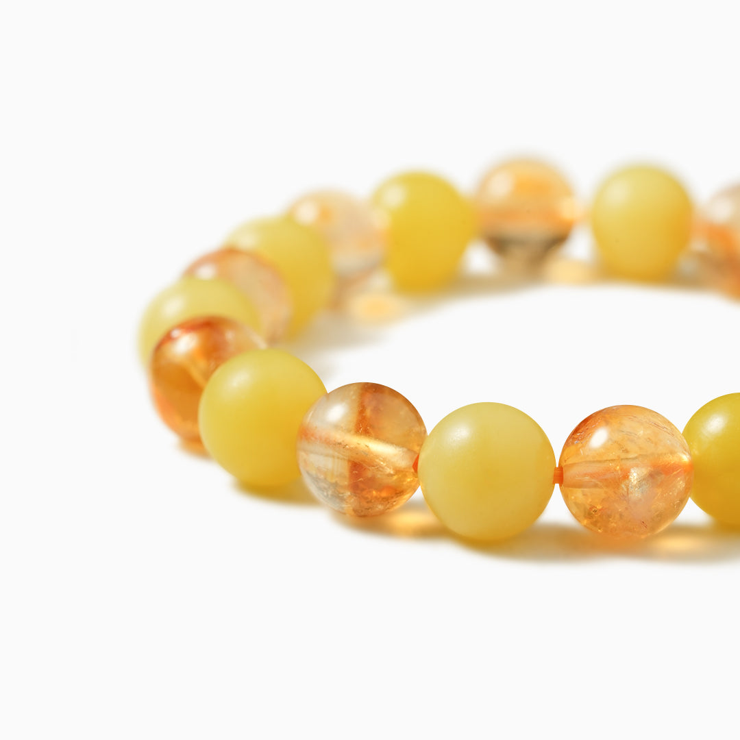Sparkling Citrine and Lemon Quartz Crystal Bracelet