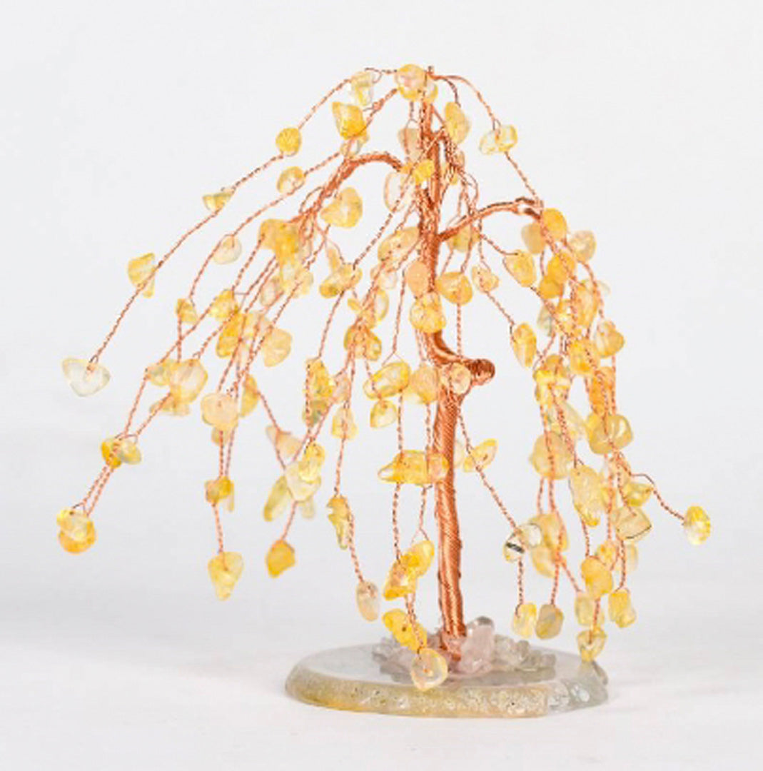 Agate base willow crystal tree ornament