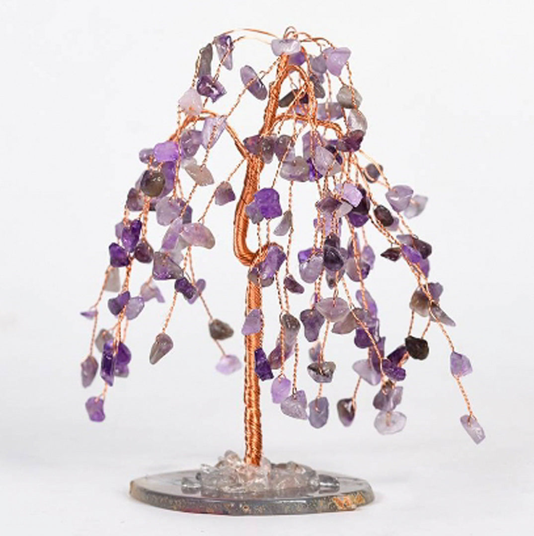 Agate base willow crystal tree ornament