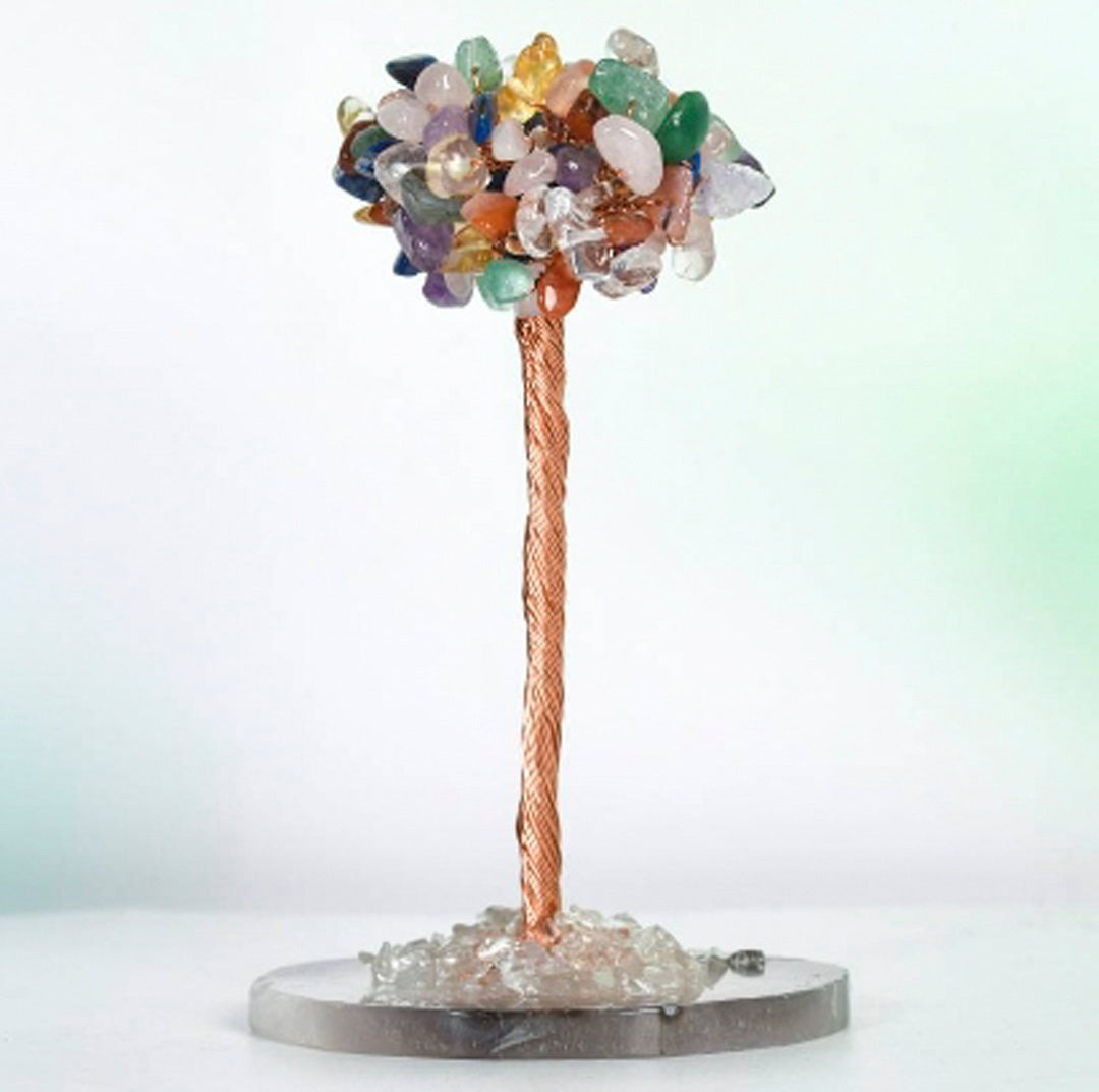 Agate piece base crystal tree ornament