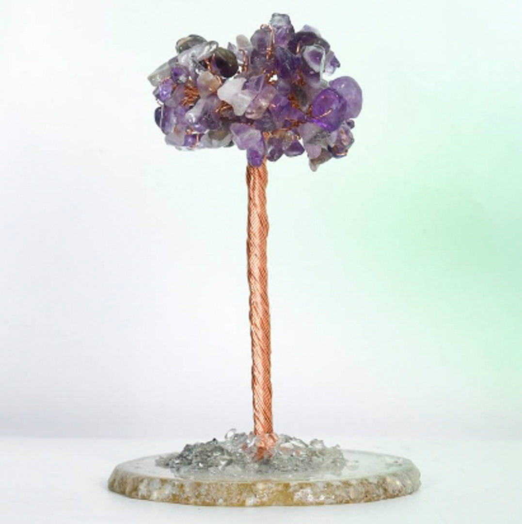 Agate piece base crystal tree ornament